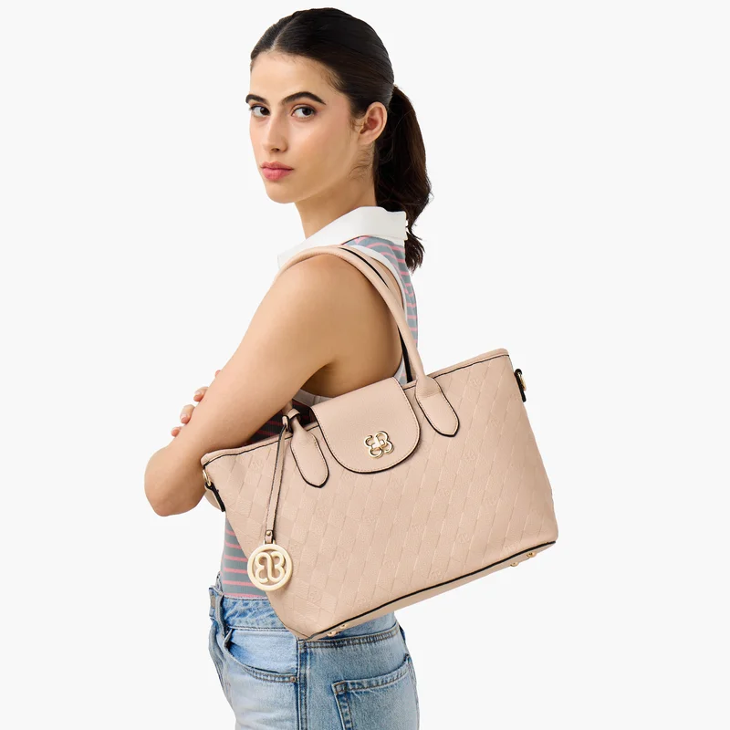 Bessie London Textured Tote Bag in Beige for Women